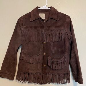 Kids Vintage Suede Fringe Western Cowboy Jacket